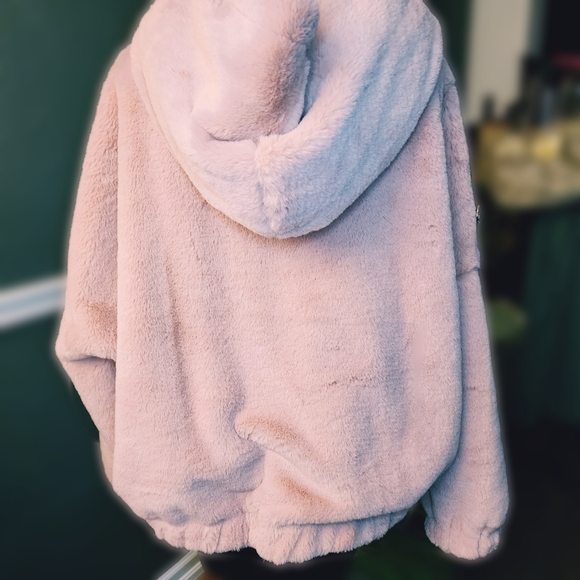 EXPRESS Pink Furry Hoodie - Picture 2 of 4